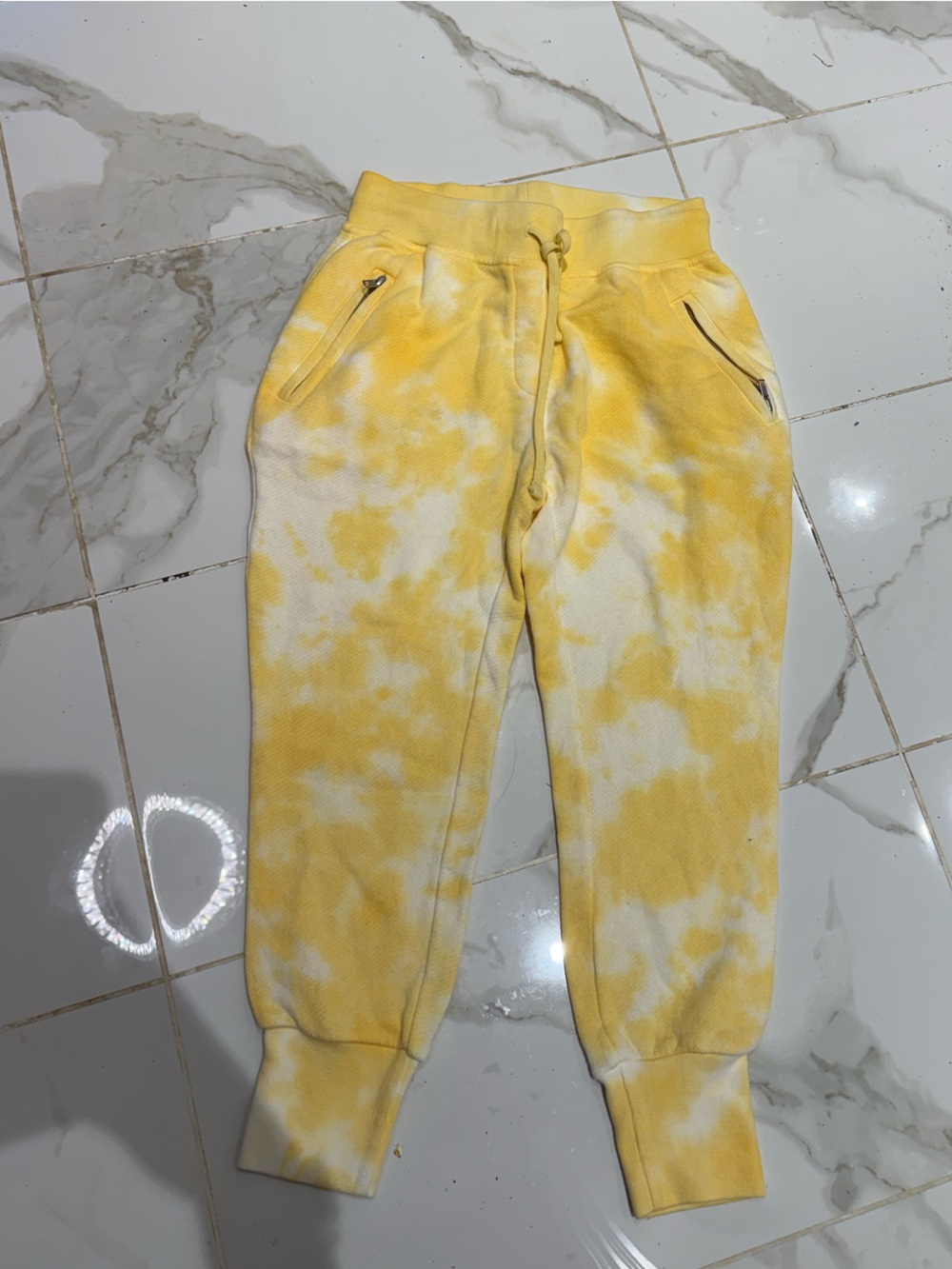 Yellow & White Tie-Dye Joggers